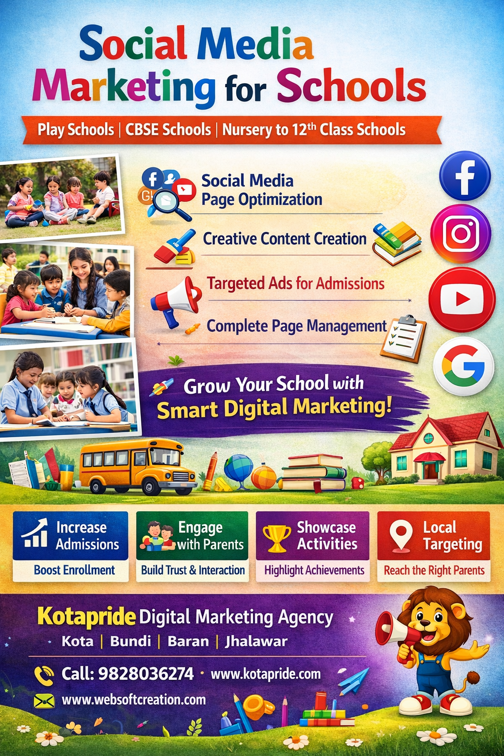 Social Media Marketing for Play Schools, Kindergarten and Nursery to 12th Class Schools